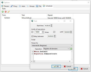 Task option with whois checking